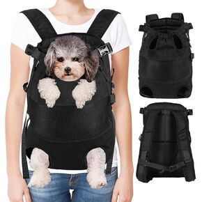 Dog Carrier Backpack - Legs Out Front - Facing Pet Carrier Backpack for Small Medium Large Dogs, Airline Approved Handsa - Canvas Mesh Free Cat Travel Bag for Walking Hiking Bike and Motorcycle