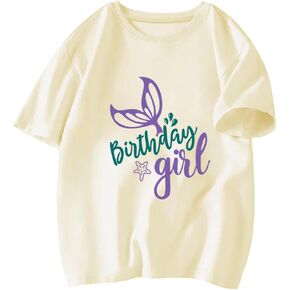 Birthday Girl T-Shirt Toddler Birthday Shirts Tees Little Kids Top Outfit Short Sleeve 2nd 3rd 4th 5th 6th 7th 8th