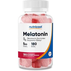 Nutricost Melatonin 5mg, 180 Gummies, Strawberry Flavored - Gluten Free, Non-GMO, No Corn Syrup