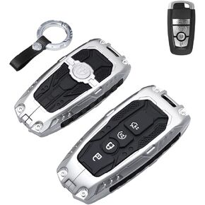 QBUC Heavy Key Fob Cover for Ford, Key Fob Case Fits for Ford F150 Explorer Fusion Escape Edge Expedition Full Protection F150 - F550 Bronco Maverick Mustang Keychain Accessories (Black, 5 Buttons)