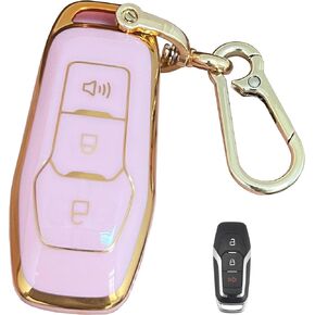 Remote for Ford Key Fob Cover Protective Gloves Fits for Ford Explorer 2016-2017 Edge Fusion Titanium Mustang (4-Button-Pink)
