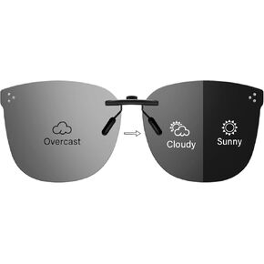 Photochromic Clip On Sunglasses for Women Men Polarized & UV400 Protection Sun Glasses Rimless Lightweight PH3168