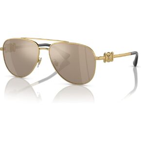 Versace Child Sunglasses Gold Frame ، عدسات ذهبية مرآة بنية ، 52 مم