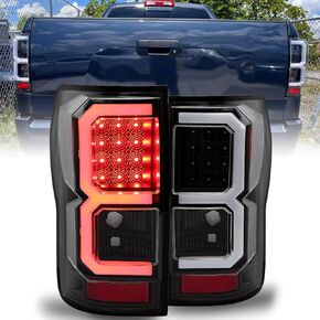ECOTRIC LED Tail Lights Compatible with 2007-2013 Toyota Tundra Pickup Truck Pair LED Tube Bar Taillights Brake Lamps Tube Style Clear Lens Black Housing Passenger and Driver Side