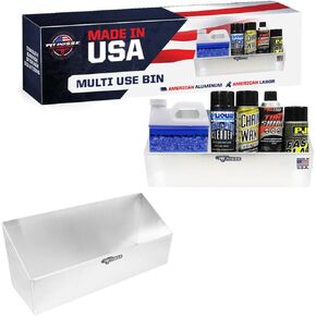 Pit Posse 446 Multi Use Storage Cabinet Holder Organizer 24" - Made in USA - Shop Garage Enclosed Race Trailer - Anti Rust Aluminum Wall Mounted Easy to Install (Silver)