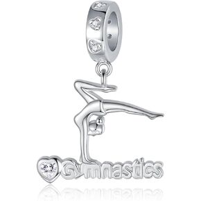 Gymnastics Charms for Necklace Bracelet 925 Sterling Silver Gymnast Bead Jewelry Gifts Teens Girls Women Daughter in Saudi Arabia