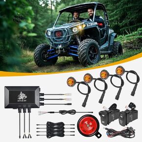UTV Turn Signal Kit مع Horn ، Blinker Kit ، Street Legal Kit لـ ATV ، متوافقة مع Polaris Sportsman Ranger ، CFMoto ، Arctic Cat ، Kawasaki