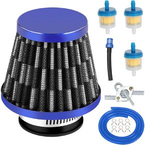 35mm (1-3/8") Motorcycle Air Filter Compatible with Taotao Coolster Baja Apollo RFZ125 XR70 CRF50 125cc 110cc 90cc 70cc 50cc ATV Quad 4 Wheeler Pit Dirt Bike Go Kart Scooter Moped Parts Blue