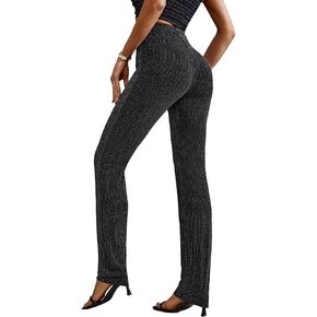 Makemechic Women's Glitter Sequin Party Stepgings عالية الجوارب بخصوصية سروال نحيف تمتد