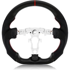 Real Carbon Fiber Steering Wheel For Nissan 370z 2008-2019 D-shaped Nappa Perforated With stitching Leather Flat-bottom Steering Wheel