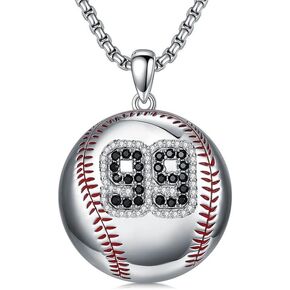 925 Sterling Silver Baseball Number Necklace 4/7/13/24/99 Athletes Jersey Number Necklace 22+2INCH Stainch Stail Chair Charm Charm Hawball Pendant Pendant Gift for Men Women