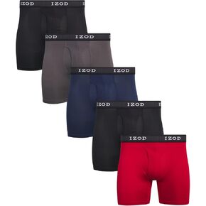 ملخصات ملاكم Izod Mens - 5 حزمة تمتد الأداء الملاكمين للملابس الداخلية مع حقيبة ذبابة وظيفية (الأحجام: S -2XL)