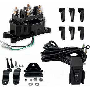 Winch Solenoid Relay Contactor 12V 300A Winch Rocker Thumb Switch Combo with Handlebar Control Kit Compatible with ATV UTV 3000lbs-5000lbs Polaris 800 1000
