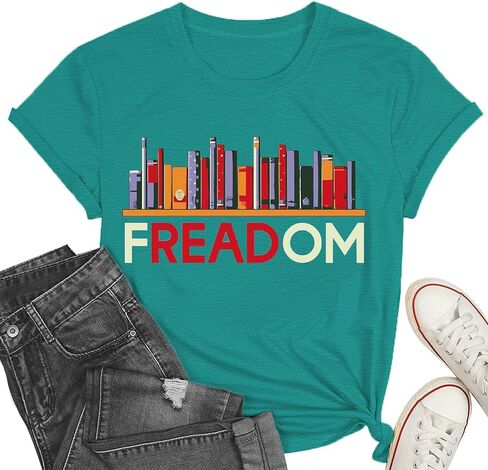 PQZ Women's Book Lover T-Shirt - White, Loose Fit, Short Sleeve, Crew Neck - S, M, L, XL, XXL in Saudi Arabia