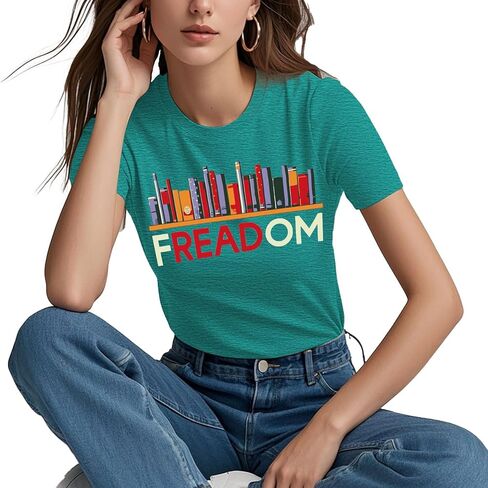 PQZ Women's Book Lover T-Shirt - White, Loose Fit, Short Sleeve, Crew Neck - S, M, L, XL, XXL in Saudi Arabia