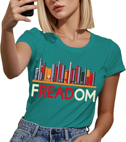 PQZ Women's Book Lover T-Shirt - White, Loose Fit, Short Sleeve, Crew Neck - S, M, L, XL, XXL in Saudi Arabia