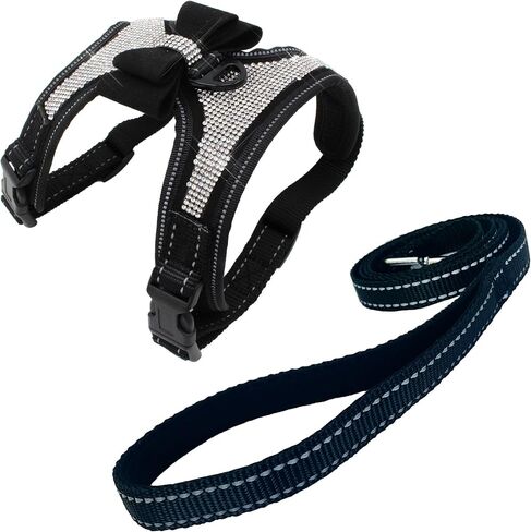 2pcs Bow Ties Bling Cute Dog Harness with Lead for Dog - Pink - XL in Kuwait