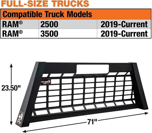 GuardDogg by Buyers 851460 23" Matte Black Heavy-Duty Steel Pickup Truck Headache Rack w/Mounting Brackets, Popular with F150, RAM 1500, Silverado 2500 &3500, Sierra 2500 & 3500, Made in The USA in Saudi Arabia