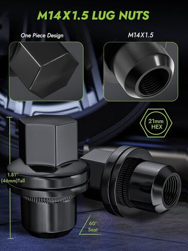 Autoptim M14x1.5 HELL LUG NUTS - استبدال لاند ROVER LR3 LR4 Range Rover Sport Discovery - End End Oem Factory 13/16 "Hex 1.81" Length 20pcs Chrome Lug Nut in Kuwait