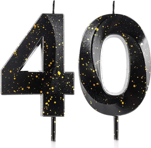 رقم 40 شموع 40 عيد ميلاد شموع 3D أسود الذهب عيد ميلاد سعيد شمعة الشمع قسط 3D تصميم الماس الكعكة توببر ديكورات لعيد ميلاد حفل زفاف الاحتفال لوازم الاحتفال in Kuwait