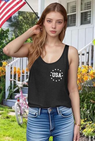 Womens American Flag Shirts 4th of July Outfits USA T-Shirt Patriotic Tank Shirt Fourth of July Sleeveless Tops in Kuwait