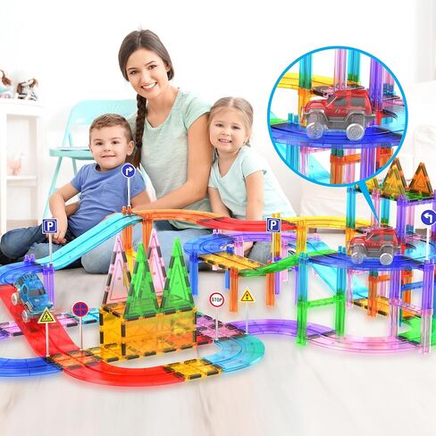 PicassoTiles 3 Pack LED Race Track Cars, Magnetic Tile STEM Toy Set Ages 3+ in Kuwait