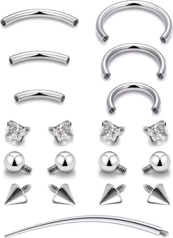 Oufksiyyy الحاجب ثقب حلقات الحاجز الجراحية الصلب الداخلي الخيط الداخلي المنحني العمودي الشفة Labret Jewelry الأذن Daith خاتم البطن الصغيرة للنساء الرجال 16g 6mm-12m ملم ، والأسود ، والذهب ، والذهب in Kuwait