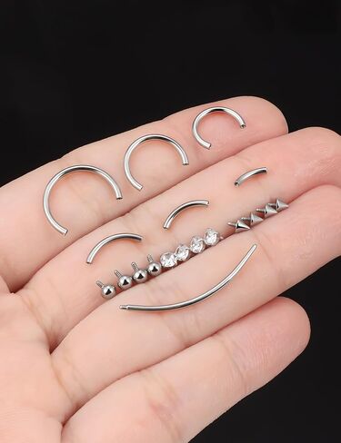 Oufksiyyy الحاجب ثقب حلقات الحاجز الجراحية الصلب الداخلي الخيط الداخلي المنحني العمودي الشفة Labret Jewelry الأذن Daith خاتم البطن الصغيرة للنساء الرجال 16g 6mm-12m ملم ، والأسود ، والذهب ، والذهب in Kuwait