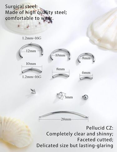 Oufksiyyy الحاجب ثقب حلقات الحاجز الجراحية الصلب الداخلي الخيط الداخلي المنحني العمودي الشفة Labret Jewelry الأذن Daith خاتم البطن الصغيرة للنساء الرجال 16g 6mm-12m ملم ، والأسود ، والذهب ، والذهب in Kuwait