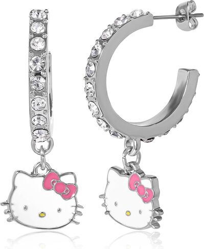 Sanrio Hello Kitty Jewelry Dangle and Hoop Earrings for Women, Fashion Hello Kitty Earrings with Crystals or Enamel Plating in Kuwait