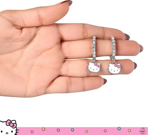 Sanrio Hello Kitty Jewelry Dangle and Hoop Earrings for Women, Fashion Hello Kitty Earrings with Crystals or Enamel Plating in Kuwait