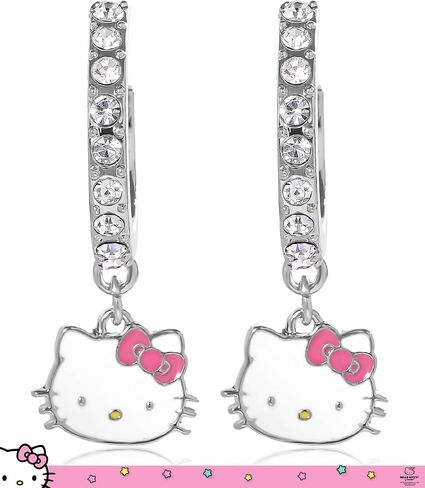 Sanrio Hello Kitty Jewelry Dangle and Hoop Earrings for Women, Fashion Hello Kitty Earrings with Crystals or Enamel Plating in Kuwait