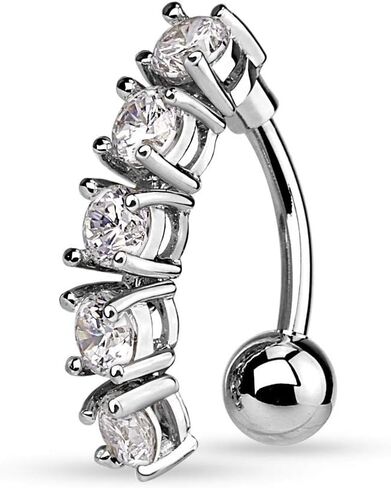 بومة مثقوبة - 5 CZ CRISTAL CRISTAL DRIP RELED BELLY BELLY BUNTER RING in Kuwait