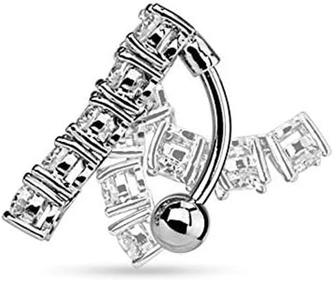 بومة مثقوبة - 5 CZ CRISTAL CRISTAL DRIP RELED BELLY BELLY BUNTER RING in Kuwait