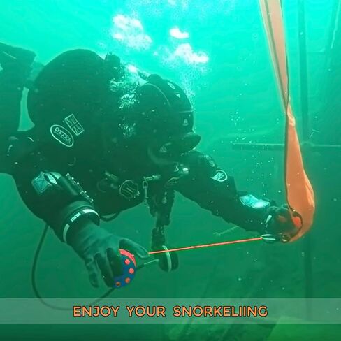 4ft Scuba Diving Open Bottom Surface Marker Buoy (SMB) with 49ft Finger Spool Alloy Dive Reel and Double Ended Bolt Clip Red in Kuwait