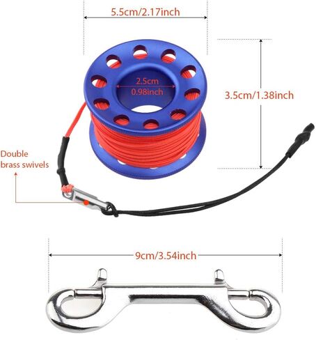 4ft Scuba Diving Open Bottom Surface Marker Buoy (SMB) with 49ft Finger Spool Alloy Dive Reel and Double Ended Bolt Clip Red in Kuwait