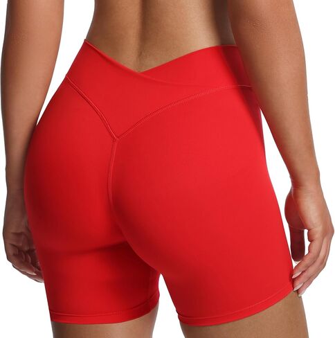 شورتات راكب الدراجة النارية Aoxjox Roxxy للنساء المتقاطع المتقاطع المتقاطع الخامس V Back Tummy Control Running Yoga Short 6 " in Kuwait