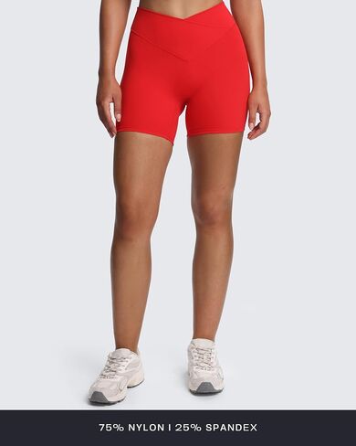 شورتات راكب الدراجة النارية Aoxjox Roxxy للنساء المتقاطع المتقاطع المتقاطع الخامس V Back Tummy Control Running Yoga Short 6 " in Kuwait