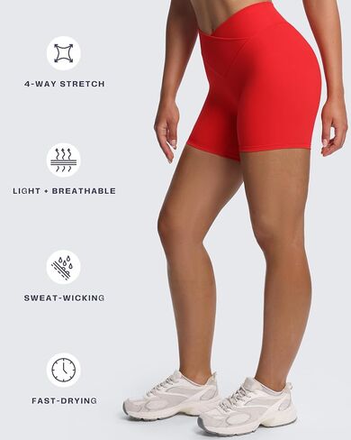 شورتات راكب الدراجة النارية Aoxjox Roxxy للنساء المتقاطع المتقاطع المتقاطع الخامس V Back Tummy Control Running Yoga Short 6 " in Kuwait