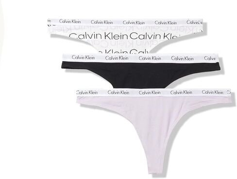 Calvin Klein Women's Carousel Logo Cotton Stretch Thong Panties, Multipack, Black/Ashford Grey/Fresh Taupe in Saudi Arabia