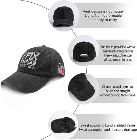 Embroidered That's What I Do I Fix Stuff & I Know Things Vintage Cotton Washed Hat Ideas Birthday in Kuwait