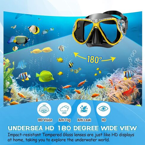 مجموعة Greatever Dry Snorkel، رؤية بانورامية واسعة، قناع غوص مضاد للضباب، معدات غطس احترافية للبالغين in Saudi Arabia