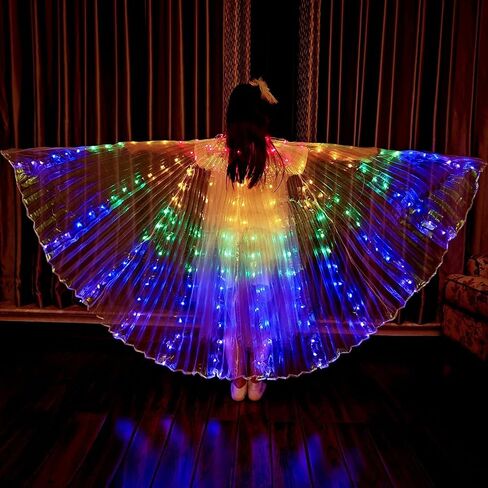 HOMEHIGH Girls LED Belly Dance Wings Lights Up Butterfly Isis Wing with Telescopic Stick in Saudi Arabia