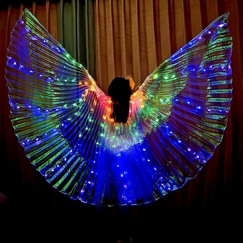 HOMEHIGH Girls LED Belly Dance Wings Lights Up Butterfly Isis Wing with Telescopic Stick in Saudi Arabia