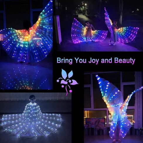 HOMEHIGH Girls LED Belly Dance Wings Lights Up Butterfly Isis Wing with Telescopic Stick in Saudi Arabia
