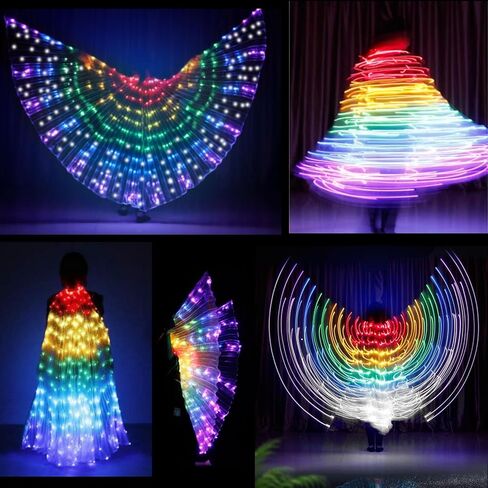 HOMEHIGH Girls LED Belly Dance Wings Lights Up Butterfly Isis Wing with Telescopic Stick in Saudi Arabia