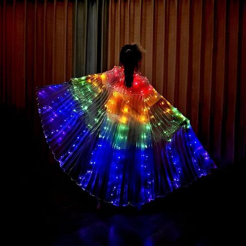 HOMEHIGH Girls LED Belly Dance Wings Lights Up Butterfly Isis Wing with Telescopic Stick in Saudi Arabia