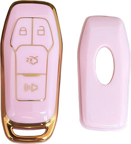 Remote for Ford Key Fob Cover Protective Gloves Fits for Ford Explorer 2016-2017 Edge Fusion Titanium Mustang (4-Button-Pink) in Saudi Arabia