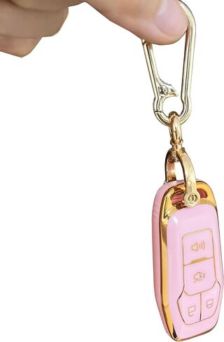 Remote for Ford Key Fob Cover Protective Gloves Fits for Ford Explorer 2016-2017 Edge Fusion Titanium Mustang (4-Button-Pink) in Saudi Arabia