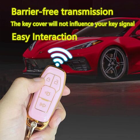 Remote for Ford Key Fob Cover Protective Gloves Fits for Ford Explorer 2016-2017 Edge Fusion Titanium Mustang (4-Button-Pink) in Saudi Arabia